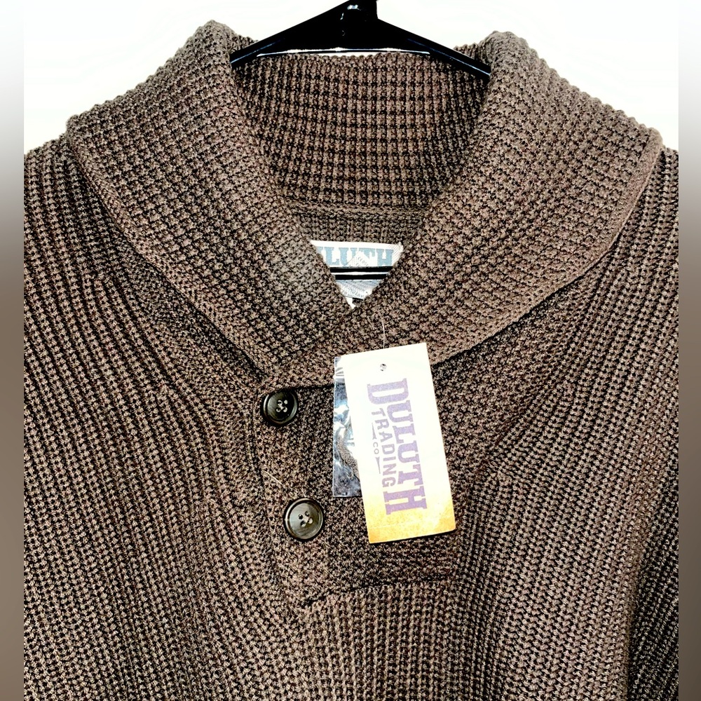 Duluth Trading Co. Knit Brigadier Shawl Collar Sweater